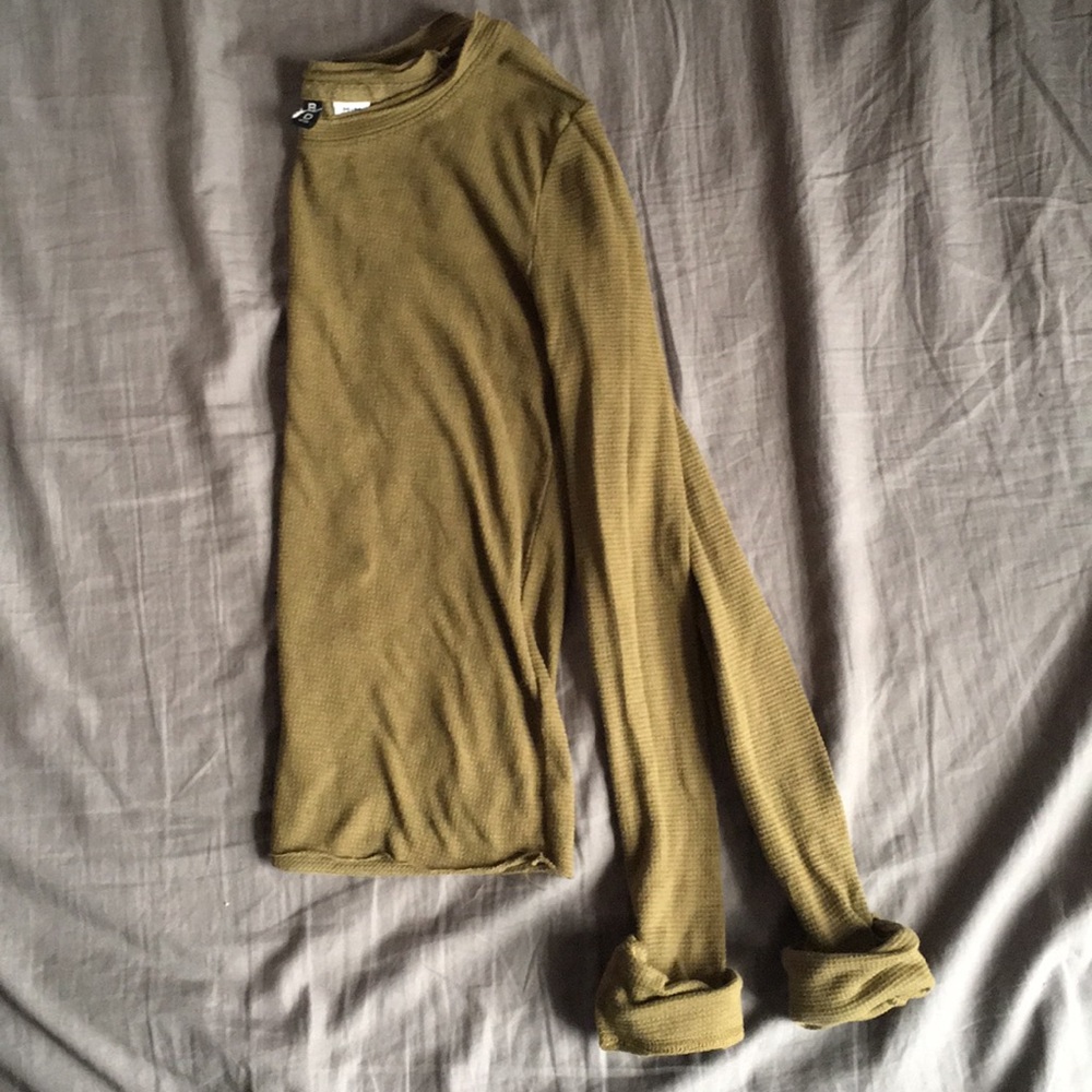 Urban outfitters long sleeve waffle crop tee